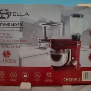Stand mixer Planetaria 5 litri, 1500 W, 6 velocità, Robot da cucina Multifunzione, Rosso